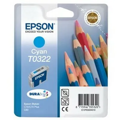 Produktbild von Epson T0322 Cyan Ink Cartridge - Retail Pack (untagged)