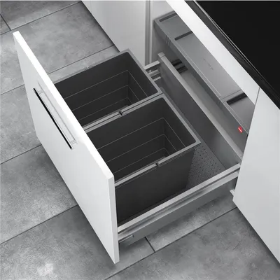 Image de Hailo Allegro système poubelle cuisine tiroir encastrable 60 cm 2x28 L