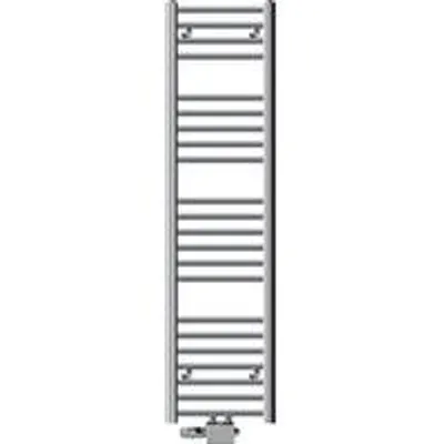 Immagine prodotto di Riscaldatore da bagno da 300x1400 mm con finitura cromata, attacco centrale a destra e set di raccordi universale.