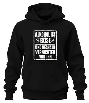 Immagine prodotto di L'alcol è dannoso, ed è per questo che lo combattiamo. Felpa con cappuccio "Addio al celibato", colore nero, taglia M