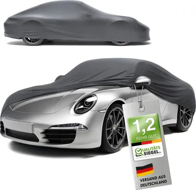Produktbild von WALSER Premium Abdeckung Auto Indoor Stretch Plus Qualitätssieger * - Autoplane Indoor Abdeckplane Car Cover Auto Abdeckung Stoff Autogarage Größe 2 anthrazit