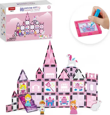 Obrázok produktu pre Magnetická stavebnica Window Art Castle 50ks - Magnetic Tiles