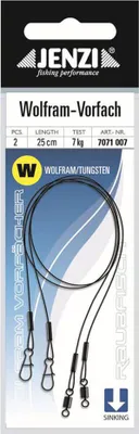 Produktbild von Jenzi Tungsten-Vorfächer Leader mit Karbiner und Wirbel 25cm 2Stk 12,0kg