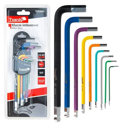 Immagine prodotto di Set-kit 9 chiavi a Esagono corte colorate, con testa sferica, 1.5–10 mm