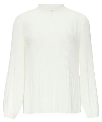 Produktbild von s.Oliver Crêpe Bluse Damen Langarm plissiert Stehkragen mit Knopf Regular Fit