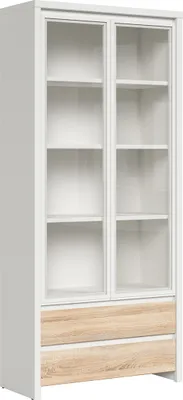 Produktbild von Geschirrschrank Soren mit 2 Schubladen und 2 Türen, Holzoptik und Weiß, 200.5cm