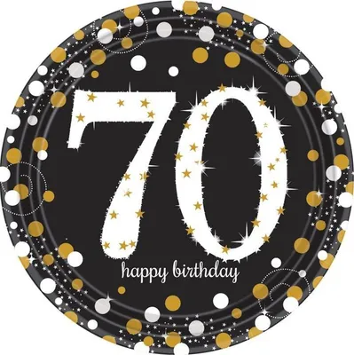 Produktbild von 70. Geburtstag gold 8 glitzer Teller