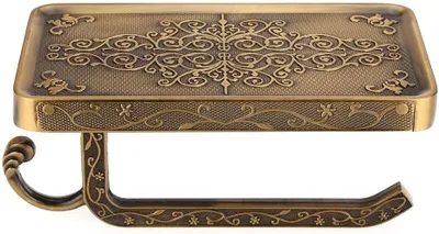 Produktbild von Toilettenpapierhalter, antiker Messing-Toilettenpapierhalter Wandmontage Handyhalter (Antik)