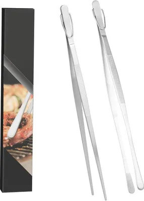 Produktbild von Unyqoos® 2er-Set Edelstahl-Küchenzangen 30 cm – Multifunktionale Grill- & Kochzangen, lebensmittelecht, spülmaschinenfest, rutschfeste Griffe