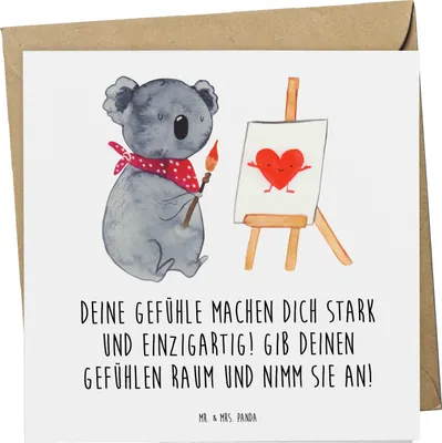 Produktbild von Mr. & Mrs. Panda Grußkarte Emotionen ausdrücken - Weiß - Geschenk, doppelkarte, anlasskarte, emotionale Geschenke, Dankbarkeit, Glückwunschkarte, Vertrauem, Zuversicht