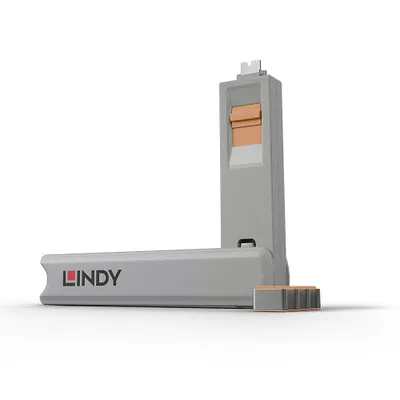 Produktbild von Lindy 40428 Schnittstellenblockierung Türblockierschlüssel USB Typ-C Grau, Orange 4 Stück(e)