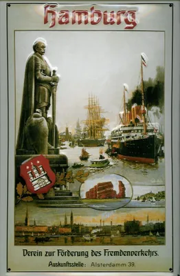 Produktbild von Blechschild Nostalgieschild Hamburg Bismarck Denkmal Hafen Bismarckdenkmal