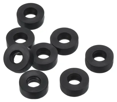 Productafbeelding van Platte rubberringen, 8 stuks, 5 mm binnendiameter, 12 mm buitendiameter, zwart