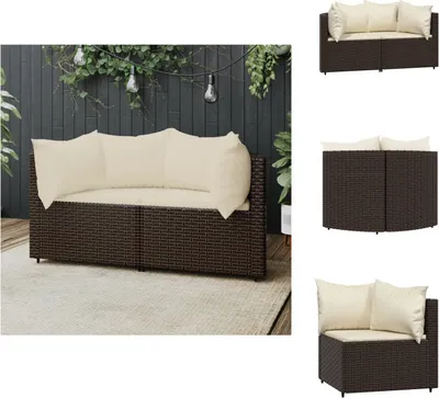 Produktbild von vidaXL Garten-Ecksofas mit Kissen 2 Stk. Braun Poly Rattan -  Gartensofas