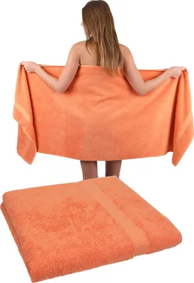 Produktbild von Betz 2 Stück Saunatücher 70 x 200 cm PREMIUM 100% Baumwolle Badetuch Liegetuch Strandtuch Farbe: orange
