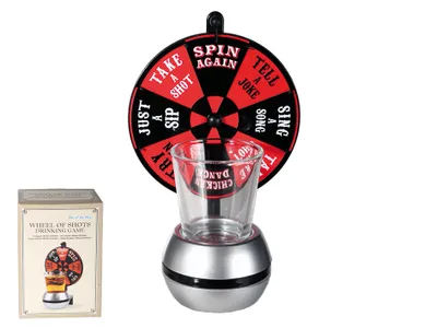 Produktbild von Trinkspiel Wheel of Shots mit Shooter Glas