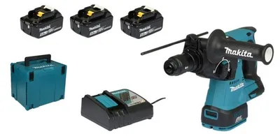 Produktbild von Makita DHR243RT3J - Akku-Bohrhammer-Set (18 V, 5,0 Ah, mit 3 Akkus und Ladegerät, im Transportkoffer de MAKPAC)