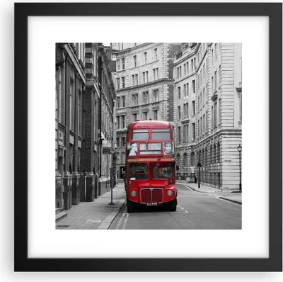 Produktbild von Gerahmtes Poster - Schwarzer Rahmen - Bus england urlaub london - 30x30 cm - Wand Bild - Wanddeko - Wandbilder - Wandposter - Bilderrahmen - Bilder - Kunstdruck - Wandbild - P2BAC30x30-2153