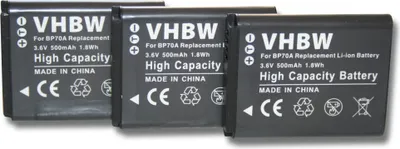 Produktbild von vhbw 3x Akku Ersatz für Samsung BP70a für Kamera (500 mAh, 3,6 V, Li-Ion)