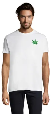 Produktbild von Herren T-Shirt Cannabis Blatt Patch Hanfblatt Weed Leaf Baumwollshirt