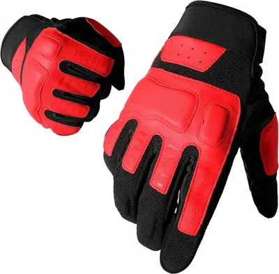 Produktbild von Rote Leder Motorrad Schutzhandschuhe Atmungsaktiv