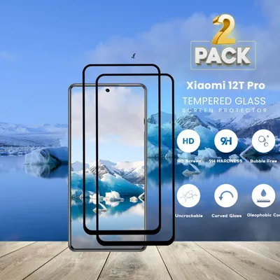 Produktbild von 2-Pack Xiaomi 12T Pro Displayschutzfolie - Gehärtetes Glas 9H - Super Qualität 3D