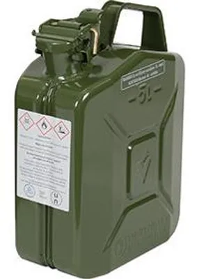 Image de Jerrican Métallique 5 Litres. Peinture Extérieure à La Poudre Couleur Vert Armée. Traitement Intérieur Antirouille Et Résistant