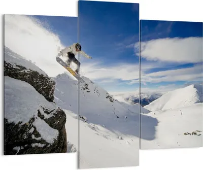 Produktbild von Bild auf Leinwand - Leinwandbild - Snowboard Schnee Sport - 130x100cm - Wand Bild - Wanddeko - Leinwanddruck - Bilder - Kunstdruck - Wanddekoration - Leinwand bilder - Wandkunst - CB130x100-0151