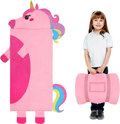 Imagen del producto de Saco de dormir para niños con cremallera doble, cálido, incluye almohada desmontable, para niños y niñas