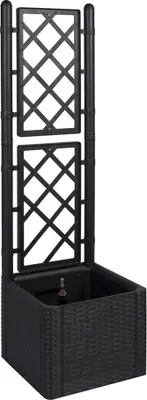 Produktbild von XL Spalier, Pflanzkasten Outdoor - wetterfest, UV- & frostbeständig, Kunststoff Rattan Optik, 43x43x142 cm, für Garten & Balkon - Schmal, Anthrazit