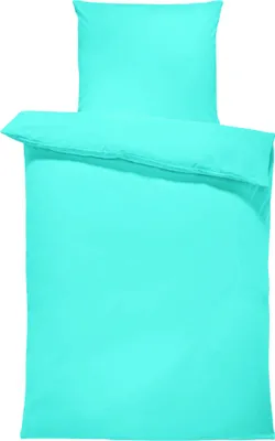 Produktbild von 4 teilig Uni Bettwäsche 155x200 cm hellblau Renforce Baumwolle Komfortgröße