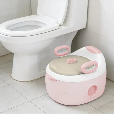 Produktbild von 3 in1 Töpfchen für Kinder,Baby Potty Toilettentrainer, Baby Töpfchen ab 1 Jahr, Kindertoilette+Toilettensitz Kinder+Hocker, EASY CLEANING,Rosa