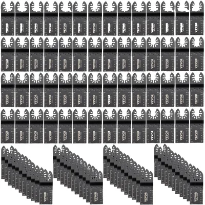Productafbeelding van VEVOR 100-delig set zaagbladen voor multitools, oscillerend gereedschap, HCS + roestvrij staal, segmentzaagblad voor multitools, 1-3/8 inch, multifunctioneel gereedschap accessoire set, 45-47 HRC