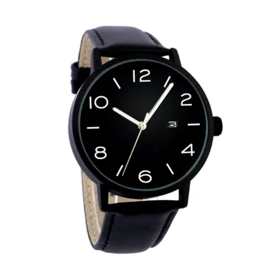 Produktbild von Elegante Herren-Armbanduhr mit schwarzem Kunstlederarmband – klassisch & stilvoll