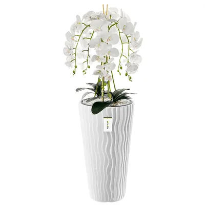 Produktbild von Künstliche Orchidee Kaskaden Blumenstrauß Weiß im Topf  Weiß H 115 cm Heimbüro Dekoration, Kunstpflanze Orchidee, Kunstblume, Künstliche Orchidee im Topf