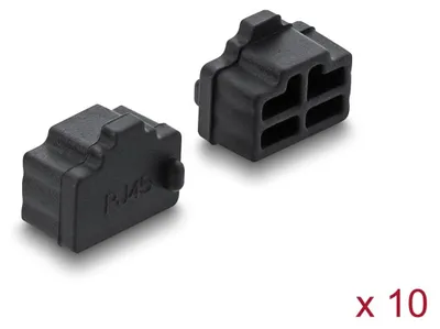 Productafbeelding van DELOCK Stofbescherming voor RJ45-connector, siliconen, 10 stuks, zwart