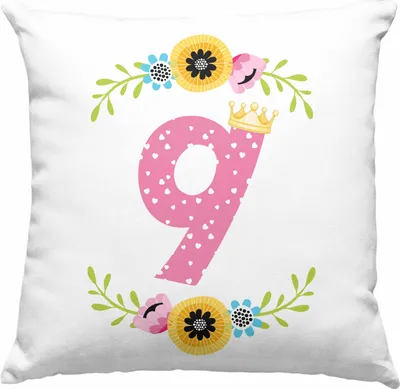 Produktbild von Trendation - 9. Geburtstag Mädchen Deko-Kissen mit Füllung 40x40 Geschenk zum Neunten Geburtsagsparty Grafik Krone  9 Jahre Alt (Blau)