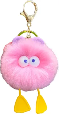 Produktbild von Plüsch-Cartoon-Ball-Schlüsselanhänger mit großen Augen, Stressabbau, flauschiger, runder Quetschball, Spielzeug, DIY, Mini-Metallring, Schlüsselanhänger, Anhänger, Rucksack, Ornament, Geburtstagsgeschenk