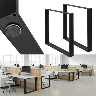 Produktbild von ECD Germany  2x Tischbeine aus Vierkantprofilen, 60x72 cm, Schwarz
