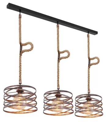 Produktbild von Hängeleuchte, Hanfseil, Spiralen, rost, schwarz, L 115 cm
