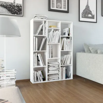 Produktbild von vidaXL Raumteiler/Bücherregal Hochglanz-Weiß 100x24x140 cm