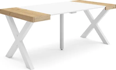 Immagine prodotto di TAPA Consolle allungabile, 180x90x73cm, Per 8 persone, Gambe in legno, Rovere e Bianco