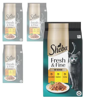 Produktbild von Sheba Fresh & Fine 24 x 50 g Beutel Nassfutter für Katzen in Sauce, Huhn, Pute, Ente