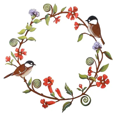 Metallene Meisen-Girlande 30 cm, Vogel-Wanddeko für Garten