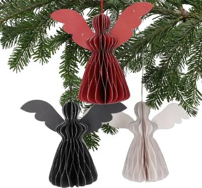 Produktbild von 3`er Set Weihnachtsschmuck, Weihnachts Deko aus Wabenpapier - Engel, Mehrfarbig, 15*15*5 cm, Weihnachtsdeko