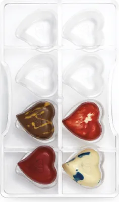 Produktbild von DECORA, 0050076 Herzförmige Schokoladenform aus Polycarbonat, 8 Kavitäten 39,7 x