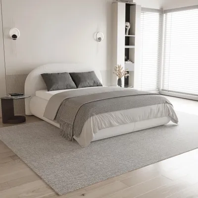 Produktbild von BEAUTYSOFA | Polsterbett MOTTI 180x200 cm - Doppelbett mit Bettkasten und gepolstertem Kopfteil - Bouclé Creme