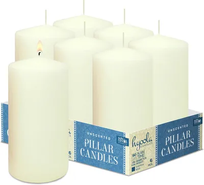Image de Lot de 6 bougies décoratives, neutralisant les odeurs, couleur beige, dimensions 75x150 mm