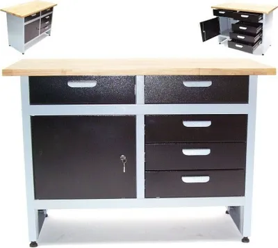 Produktbild von 06255 Werkbank Werktisch 5 Schubladen Montagewerkbank Schubladenschrank