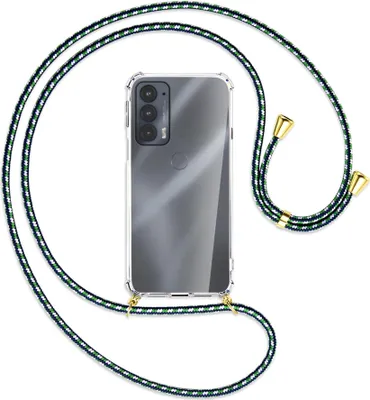 Produktbild von Handykette Backcover-Schutzhülle mit Band (Metall goldfarben) für Motorola Edge 20 - grün/blau/weiß
